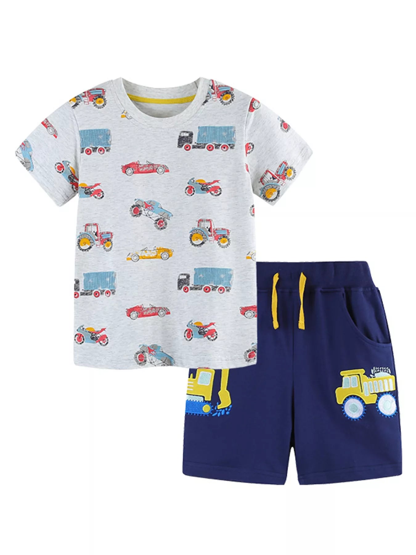 Children's Vehicle Print T-Shirt and Shorts Set