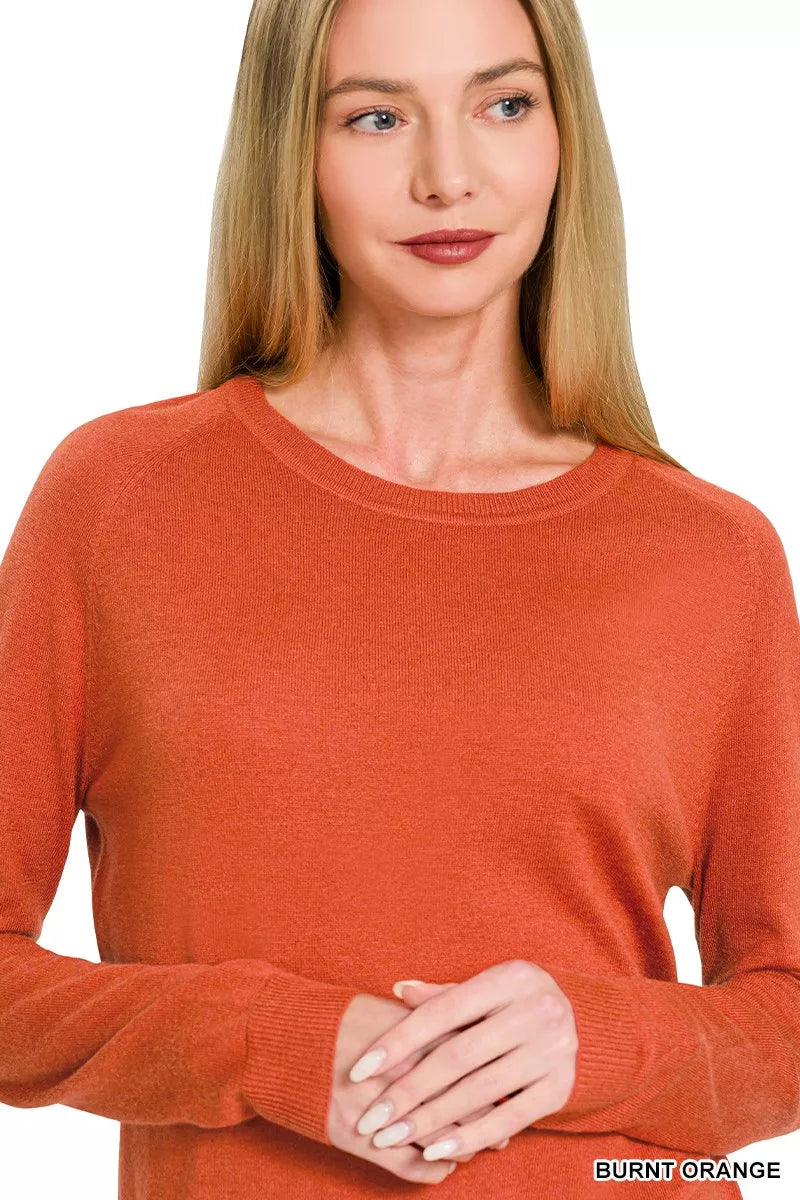 Zenana Lightweight Wool Blend Round Neck Sweater