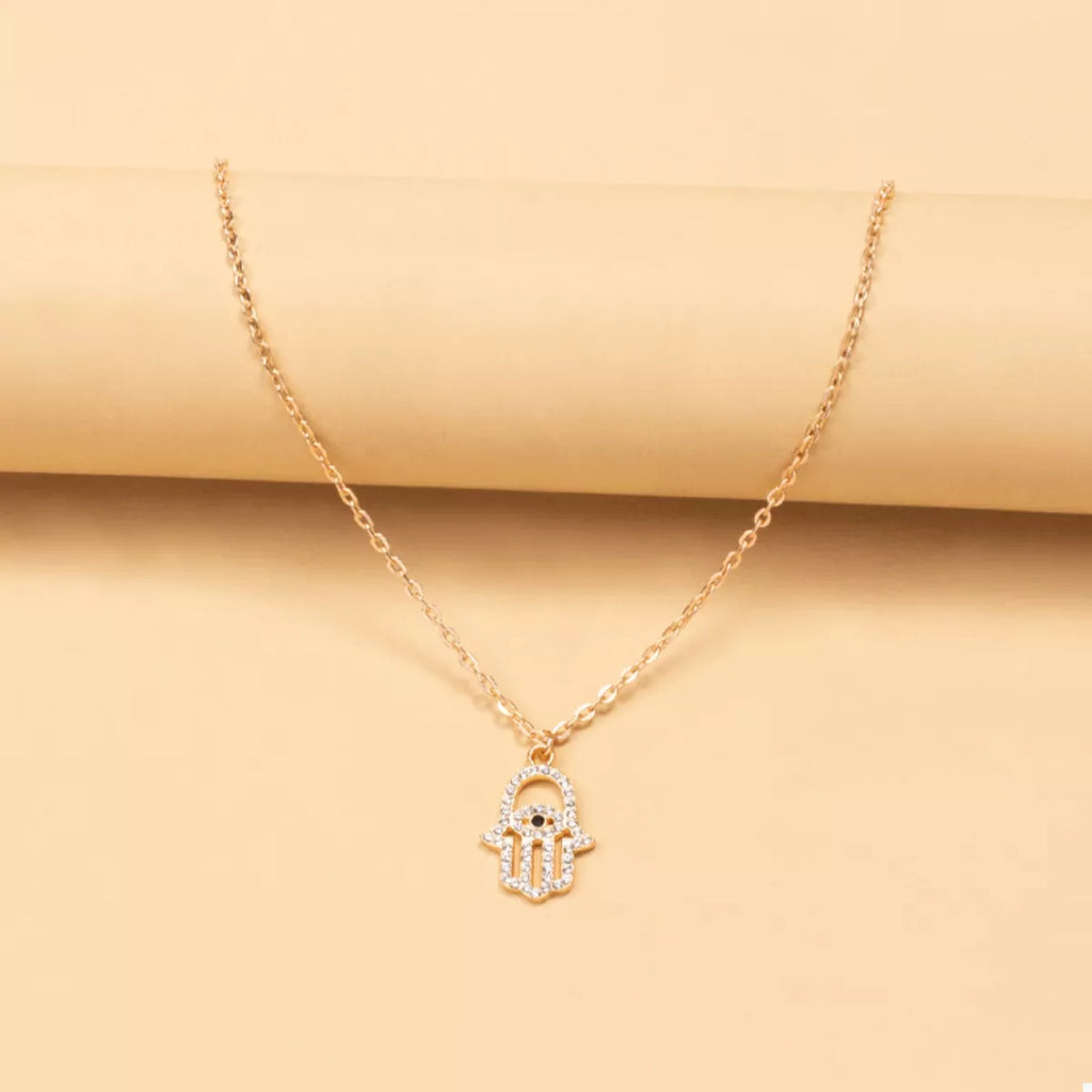Zinc Alloy Rhinestone Evil Eye Necklace