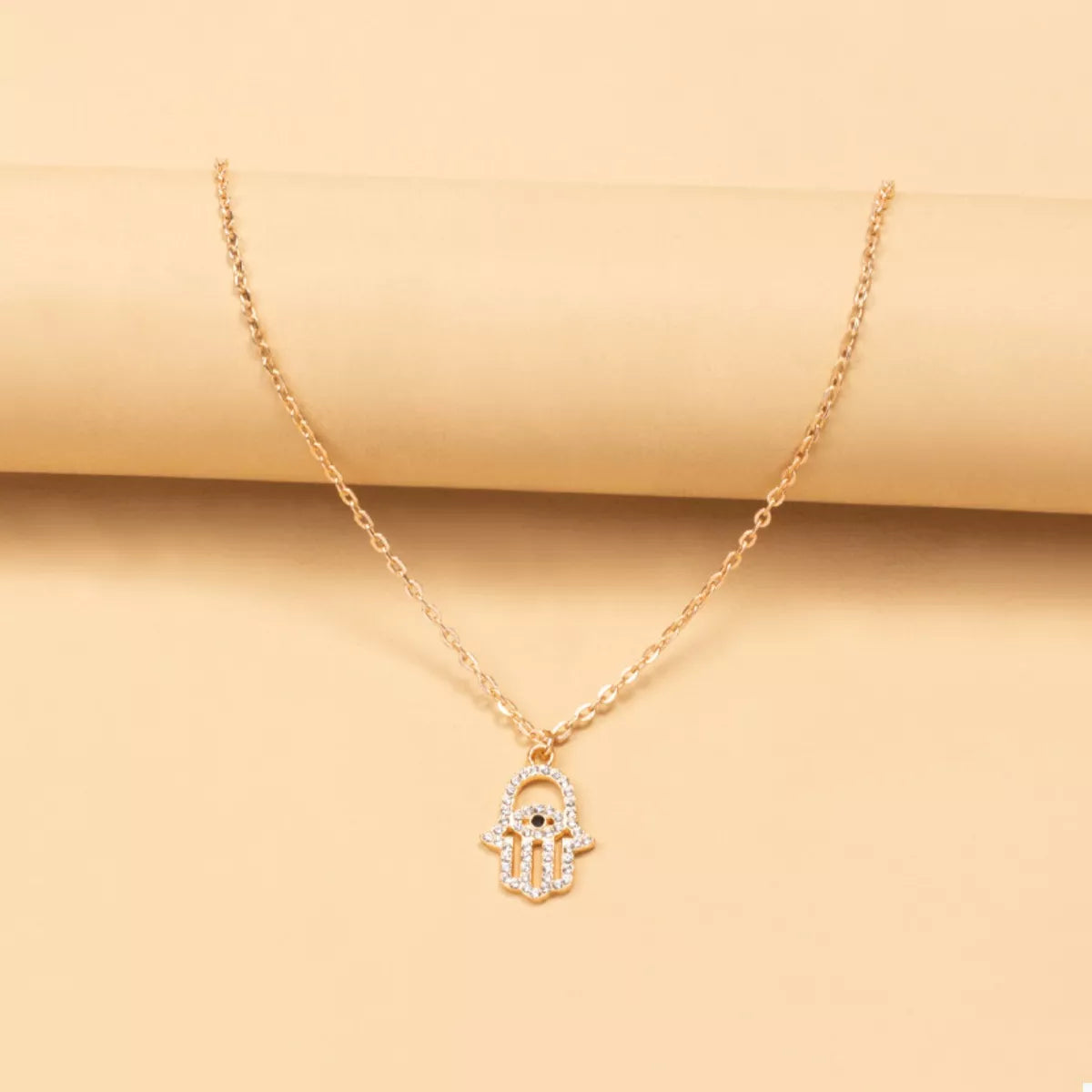 Zinc Alloy Rhinestone Evil Eye Necklace