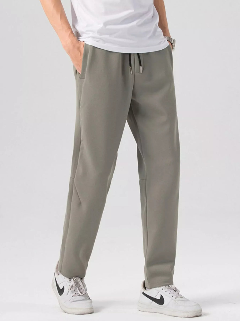 Men's Plus Size Casual Drawstring Straight-Leg Pants