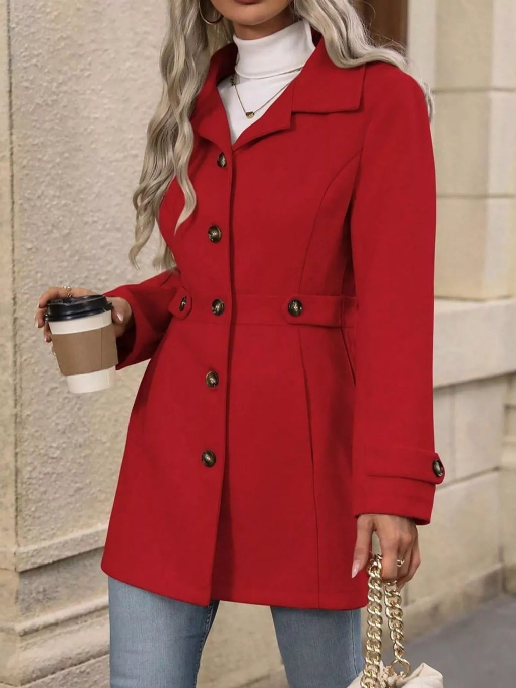 Button Up Long Sleeve Coat