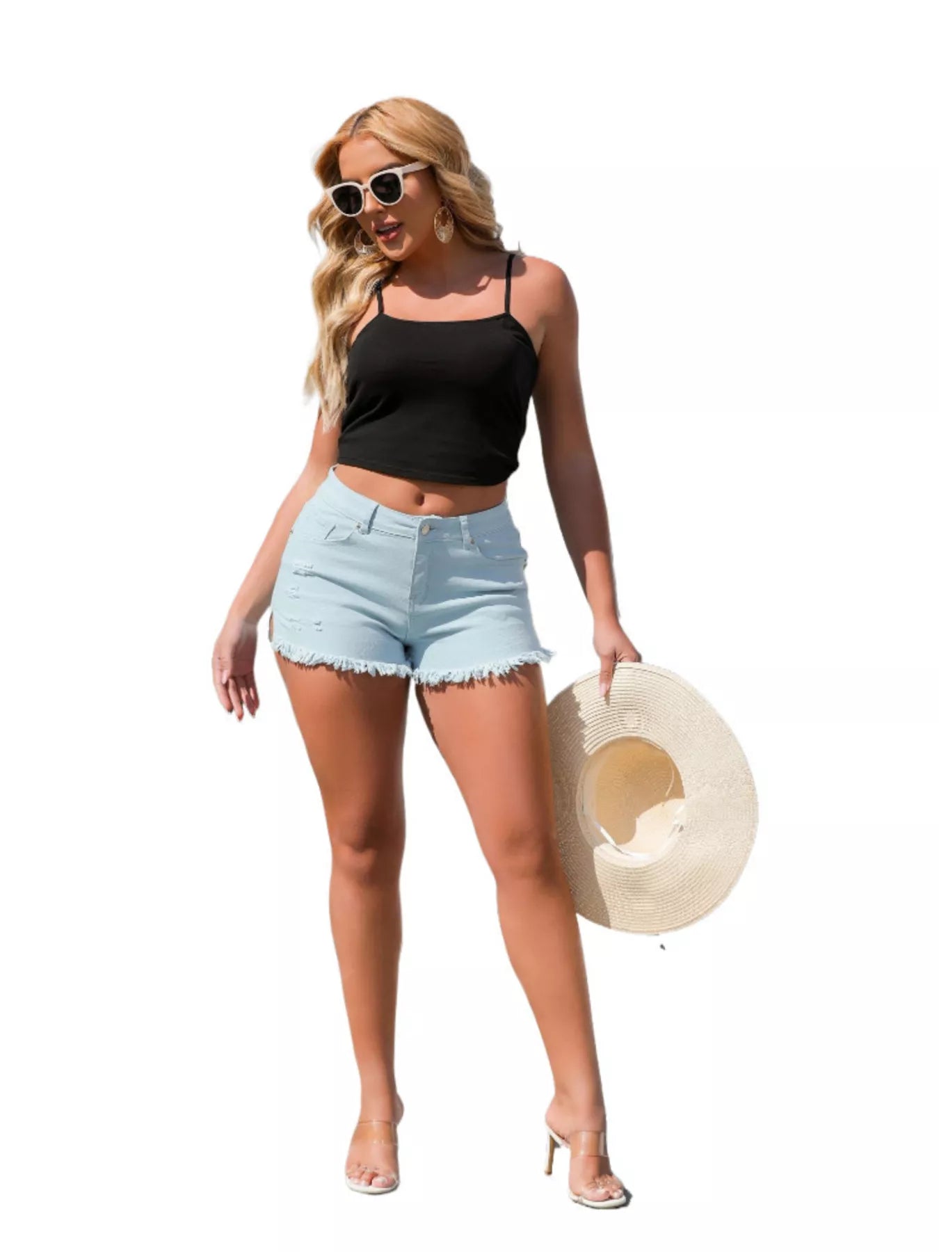 Frayed Hem Denim Shorts