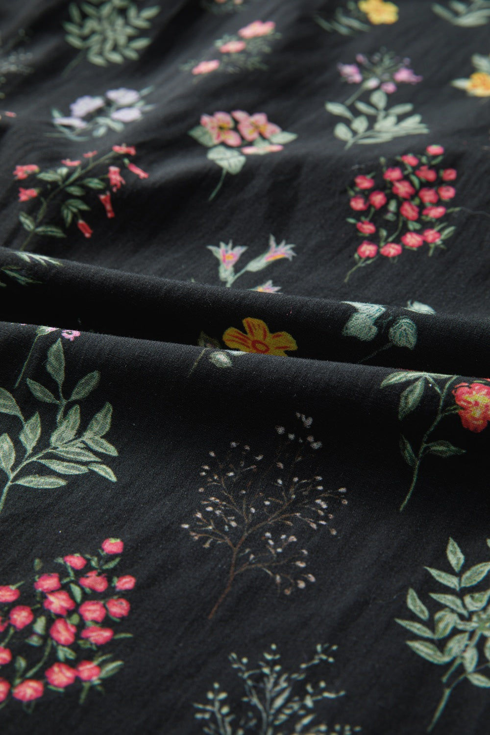 Contrast Frilled Trim Short Sleeve Floral Shirt