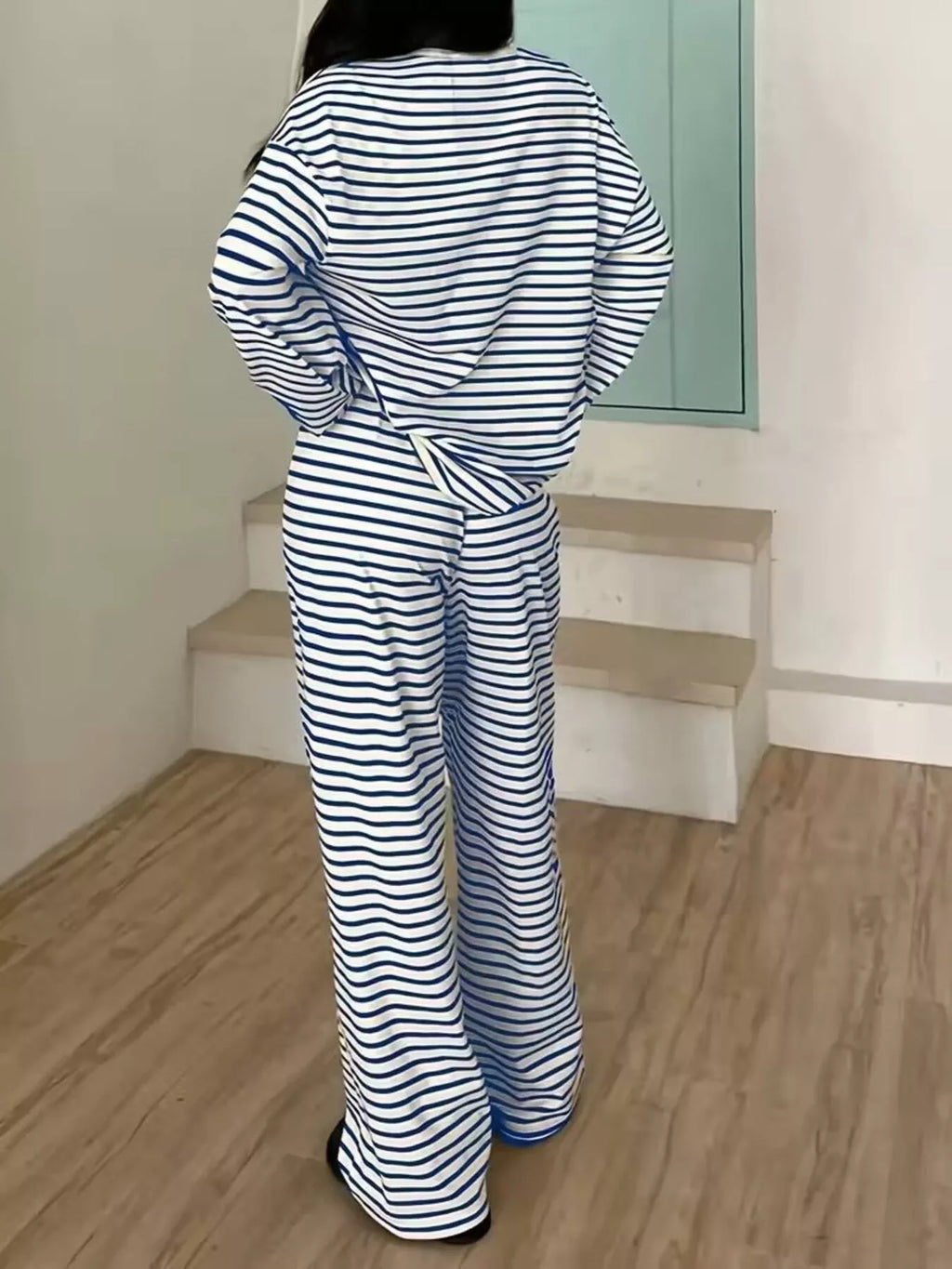 Striped Long Sleeve Top and Pants Set
