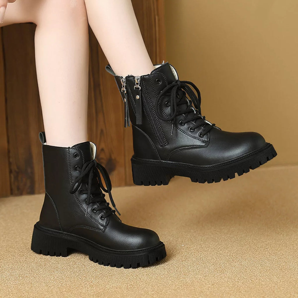 Lace-Up Ankle Combat Boots