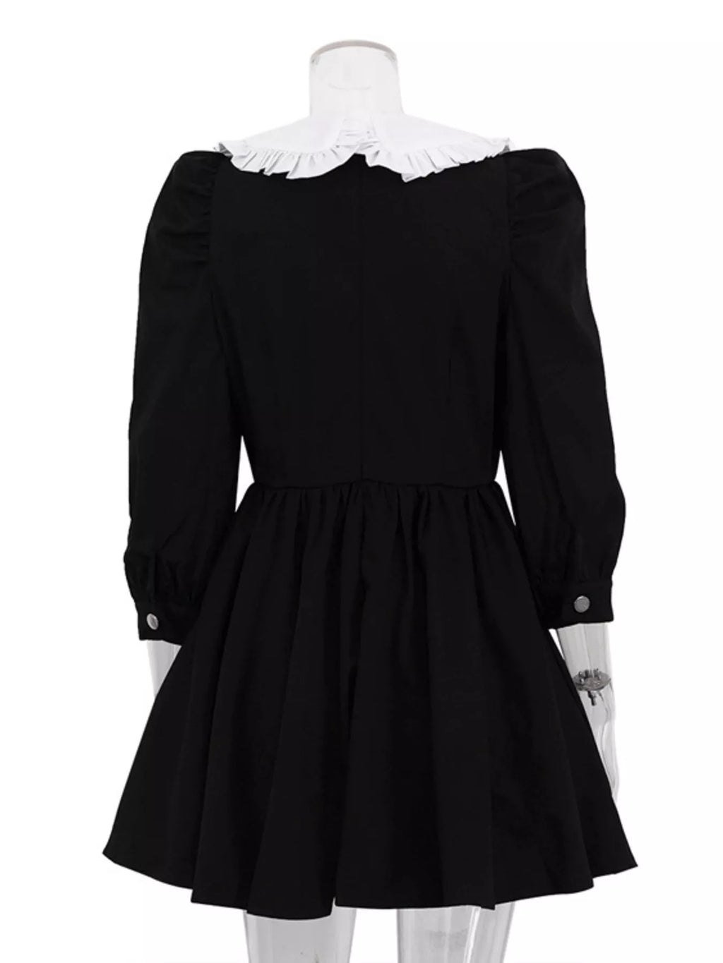 Puff Sleeve Contrast Collar Dress