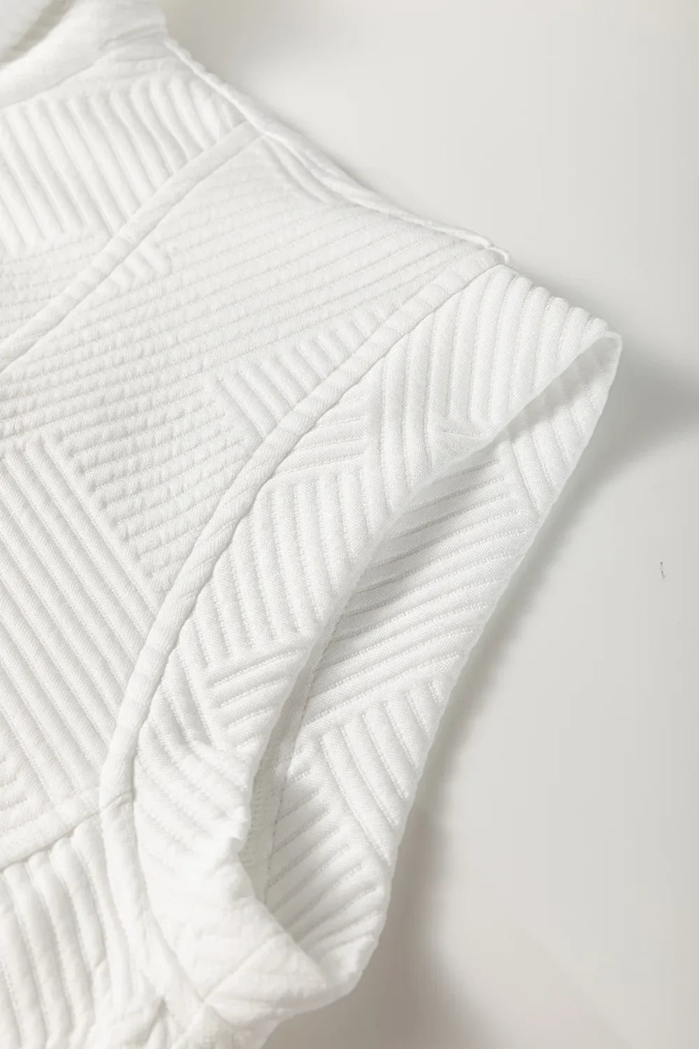 Textured Half Zip Collared Cap Sleeve Mini Dress