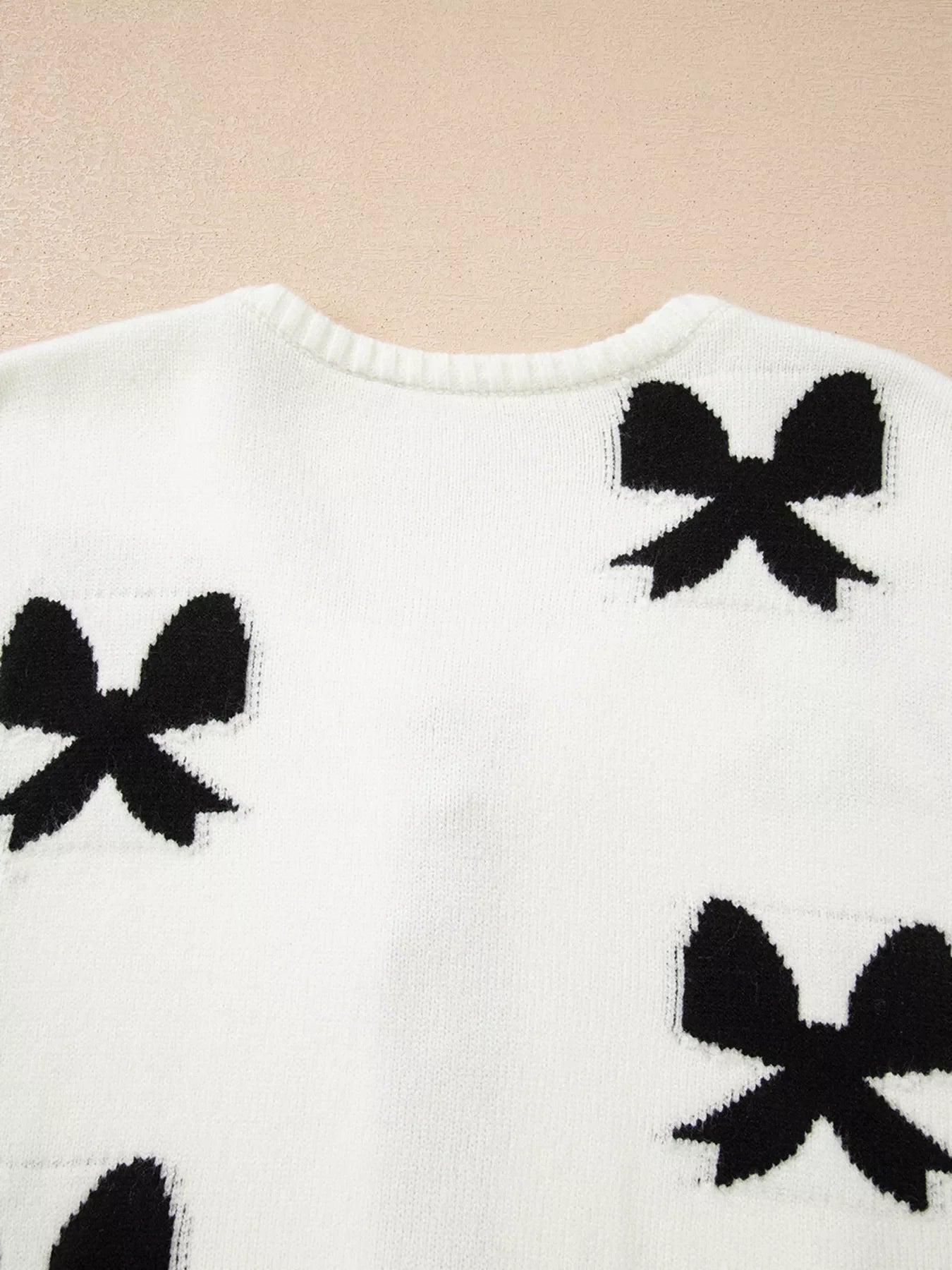 Tie Front Bow Pattern Cardigan
