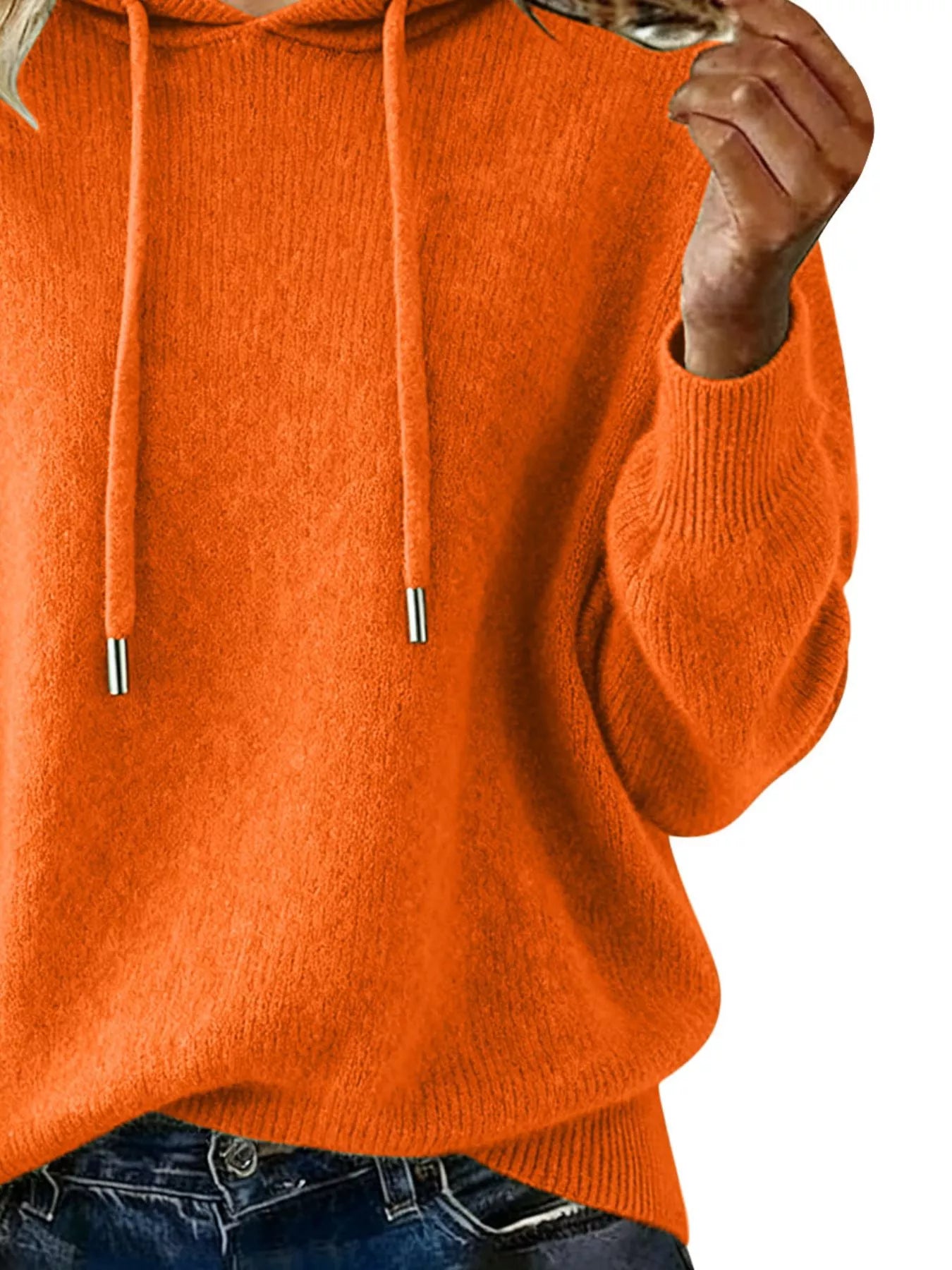 Drawstring Long Sleeve Hooded Sweater