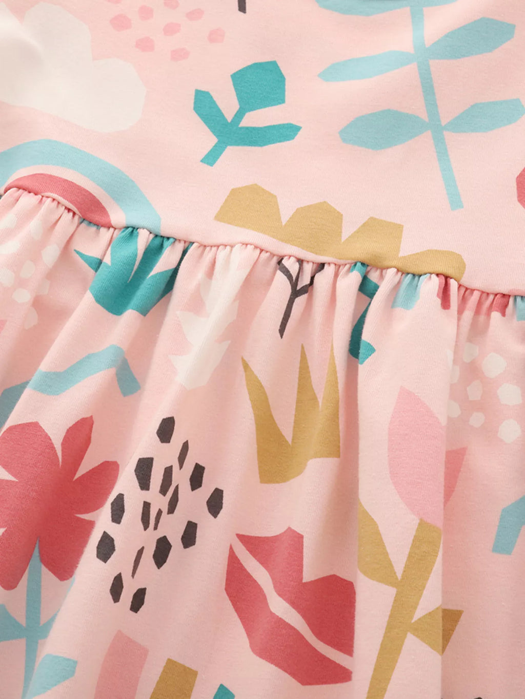 Children's Printed Ruffle Short Sleeve Casual Dress