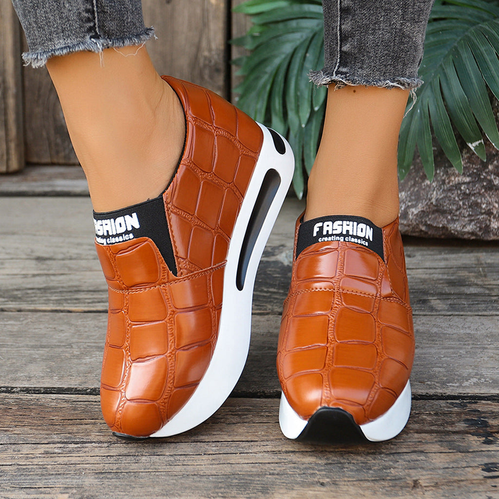 Crocodile Pattern Platform Slip-Ons