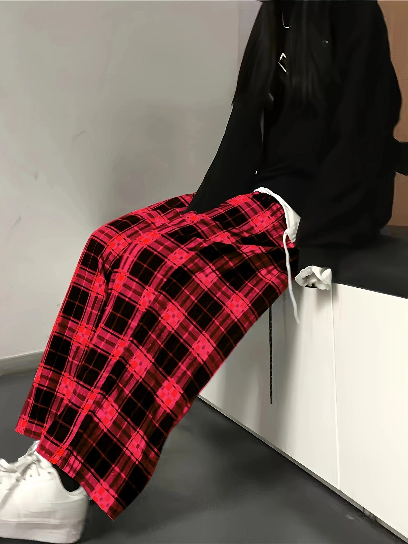 Plaid High Waist Wide Leg Pants