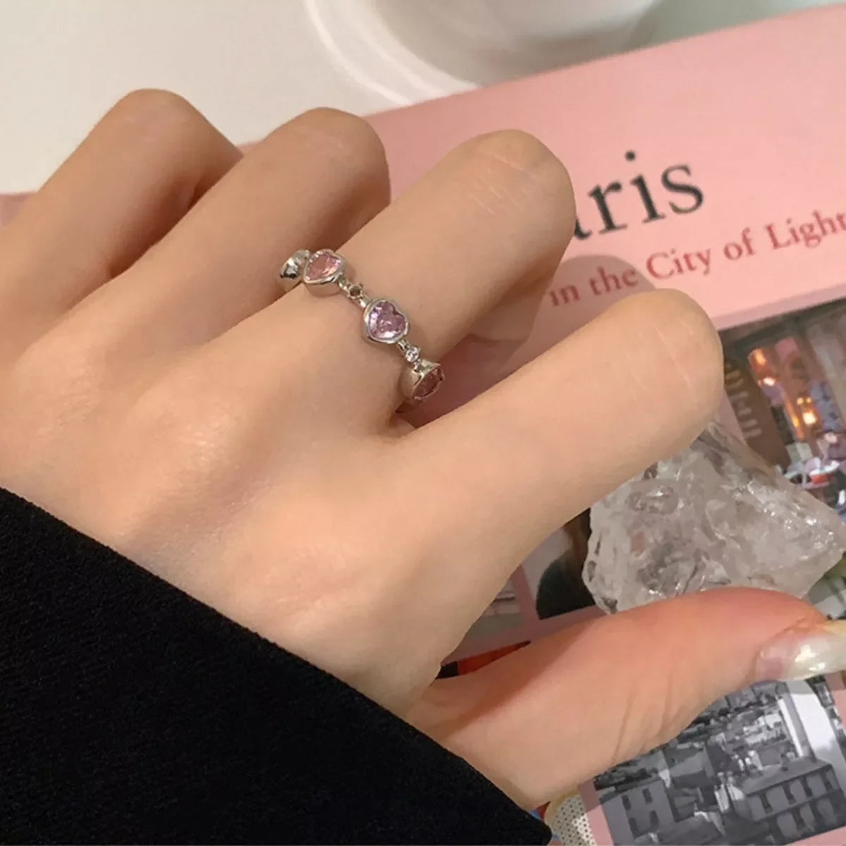 925 Sterling Silver Zircon Heart Ring