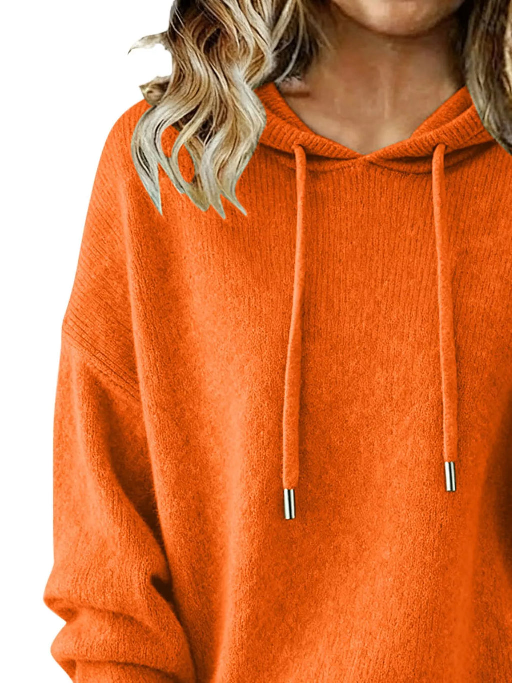 Drawstring Long Sleeve Hooded Sweater