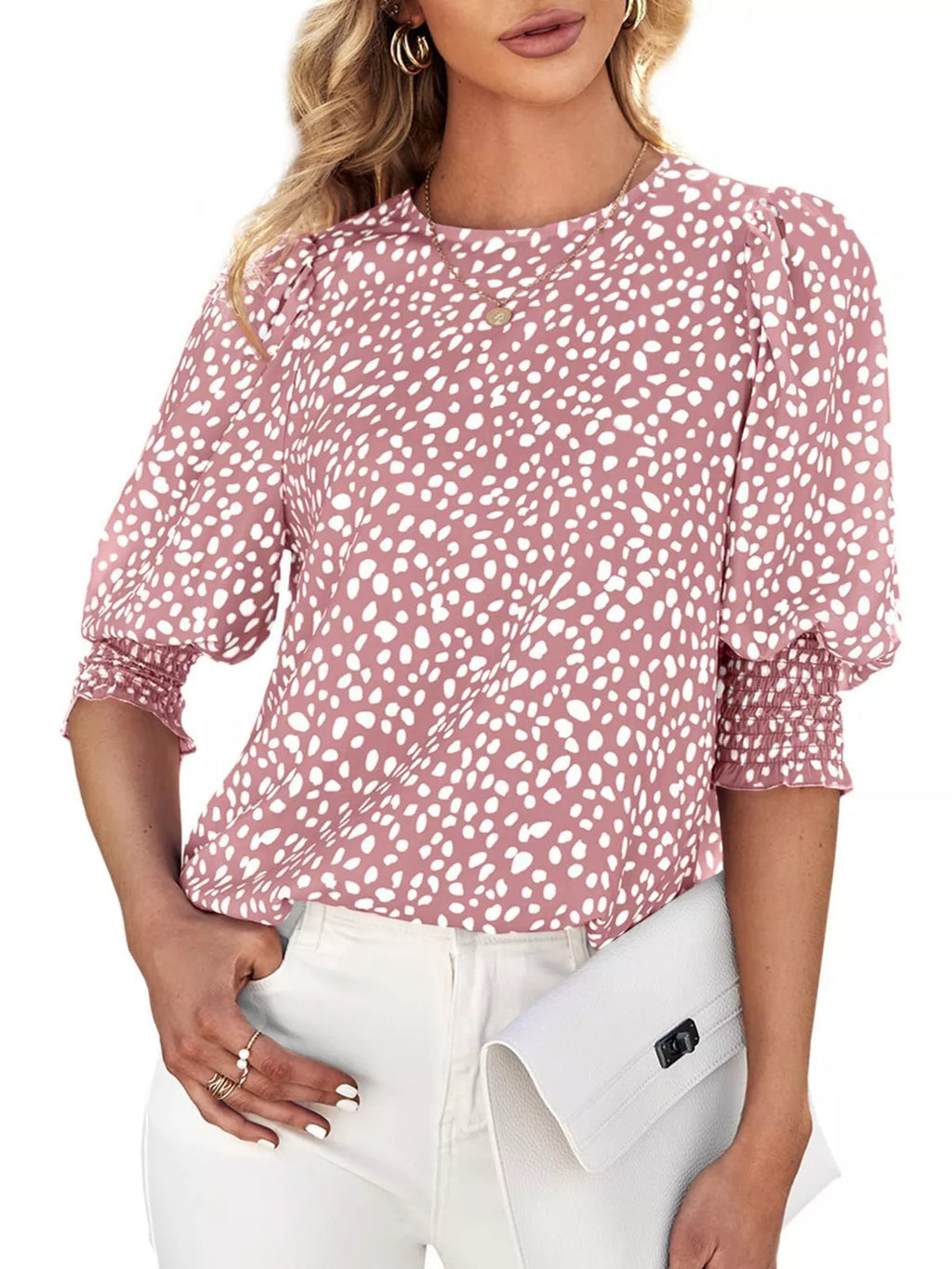 Animal Print Half Sleeve Blouse