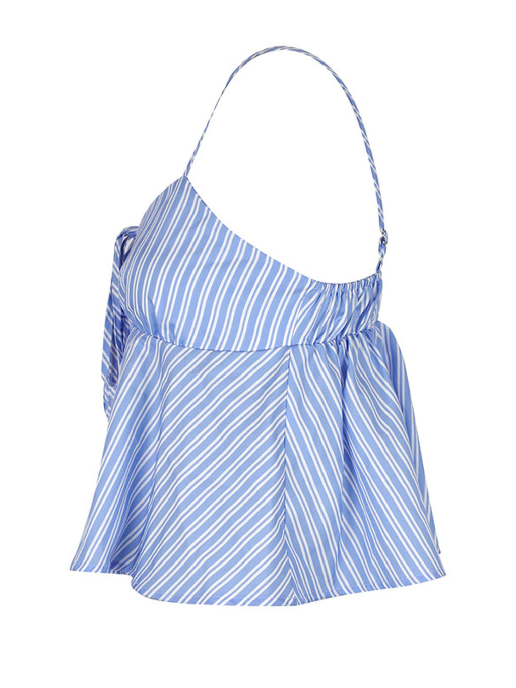 Striped Tie-Front Peplum Cami