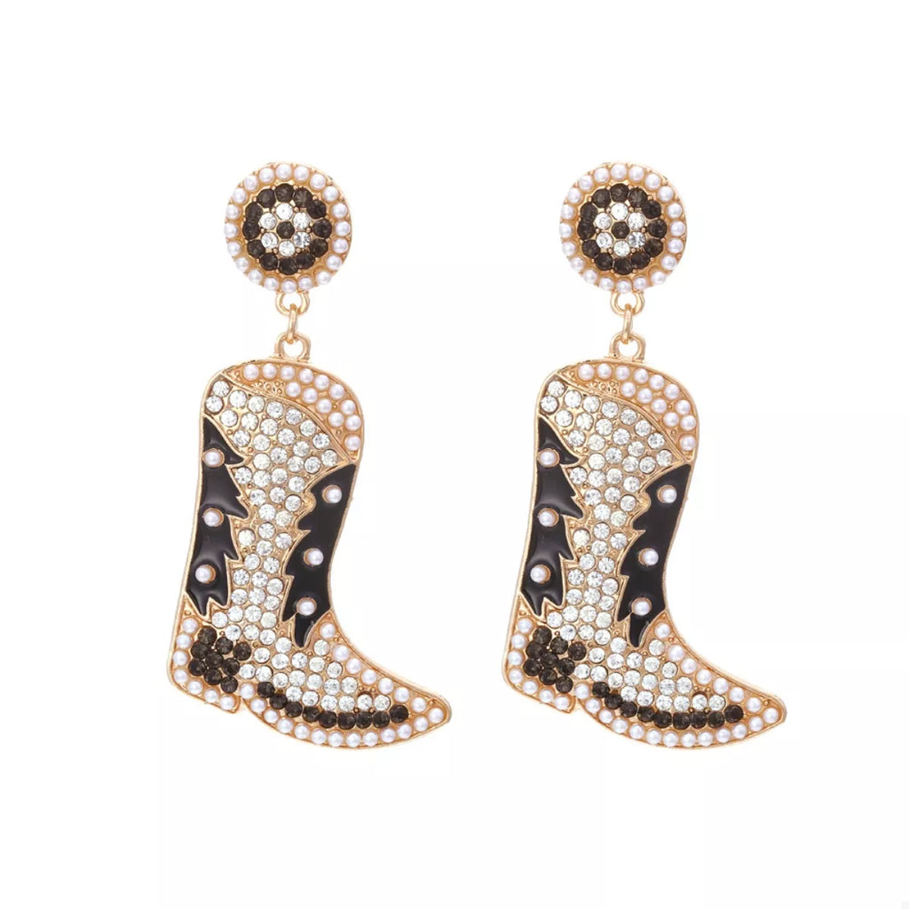 Rhinestone Cowboy Boot Dangle Earrings