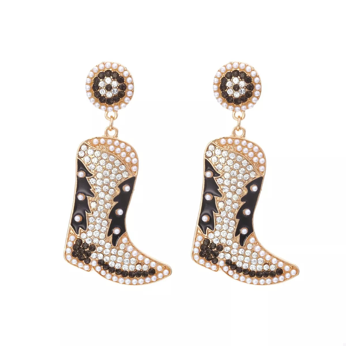 Rhinestone Cowboy Boot Dangle Earrings
