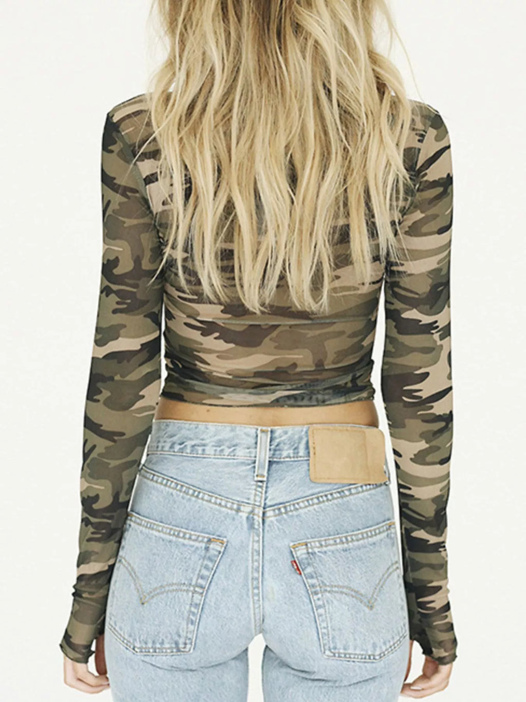 Camouflage Mesh Long Sleeve T-Shirt