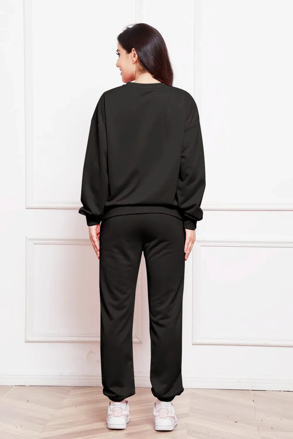 Round Neck Long Sleeve Sweatshirt and Pants Set