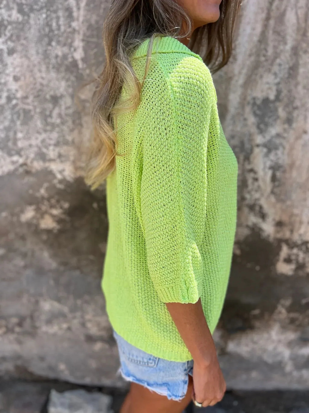 Full Size Johnny Collar Loose Knit Sweater Plus Size