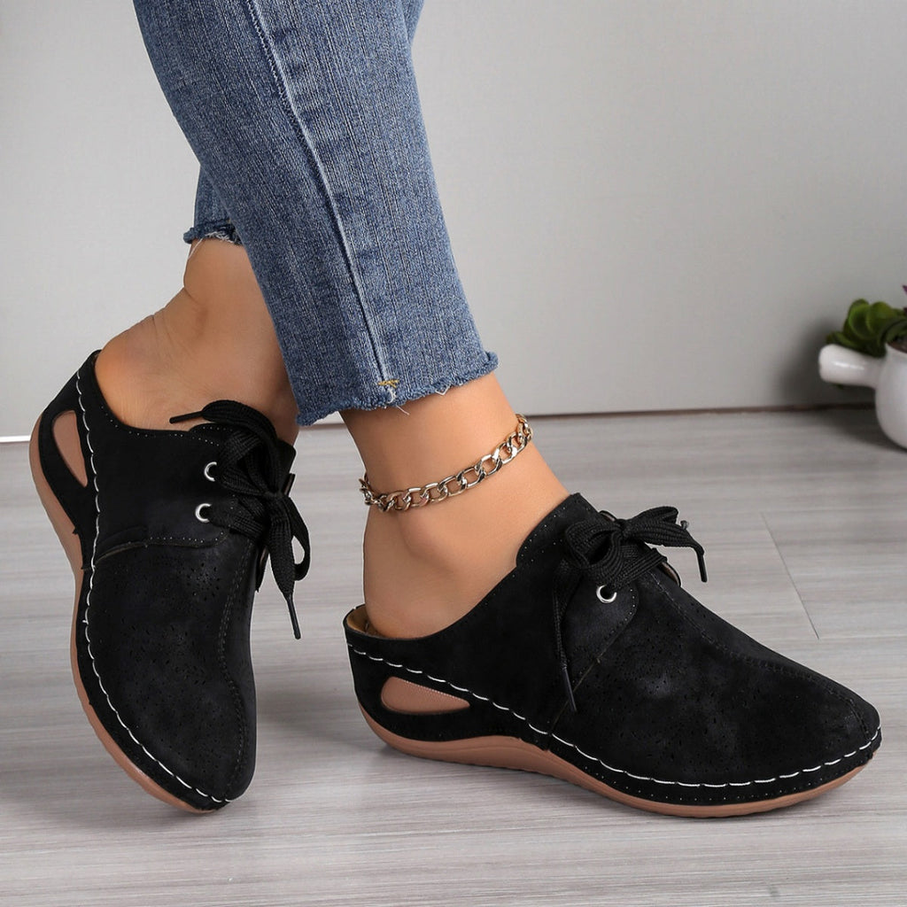 Lace-Up Wedge Slip-Ons