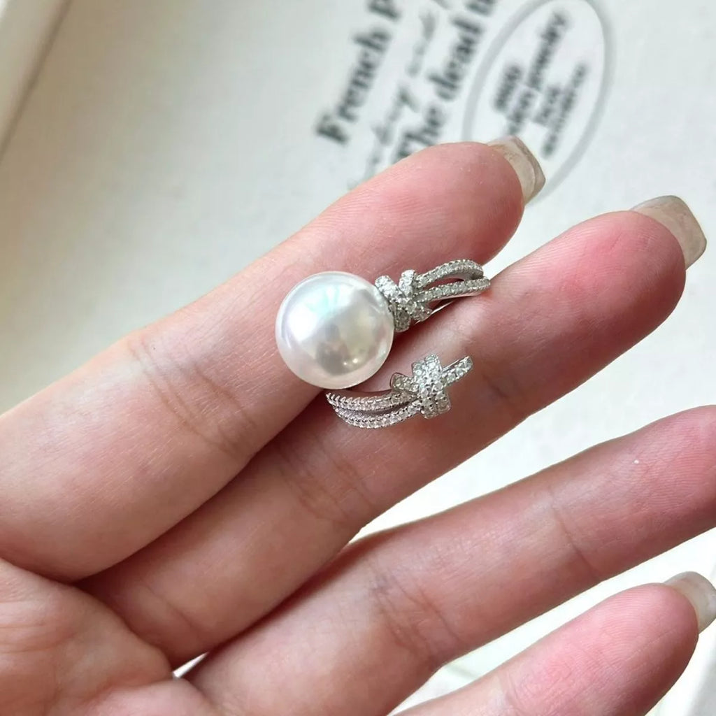 Pearl Zircon Bypass Ring