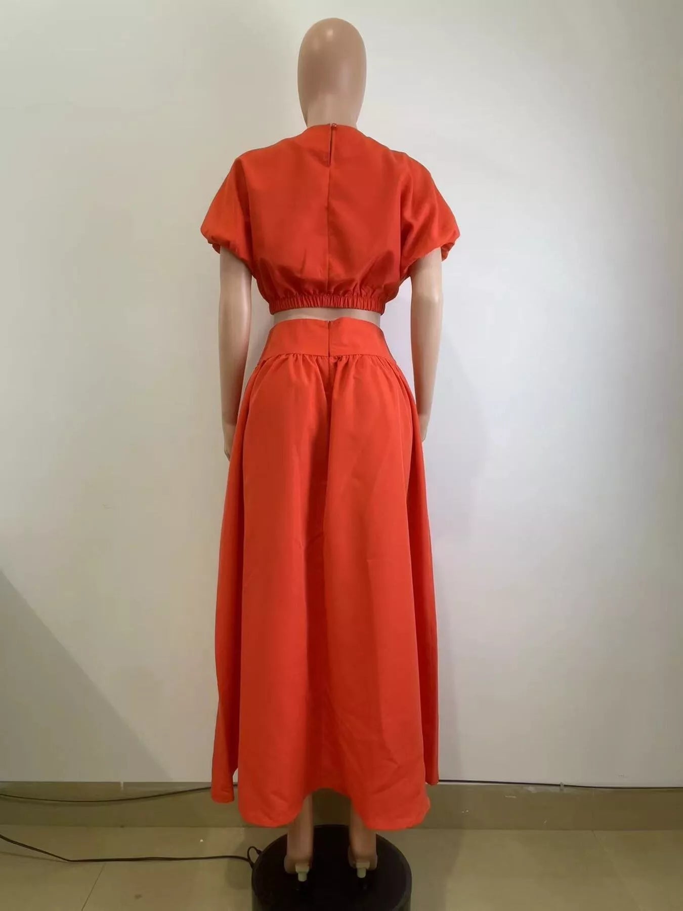 Short Sleeve Crop Top and Skirt Set
