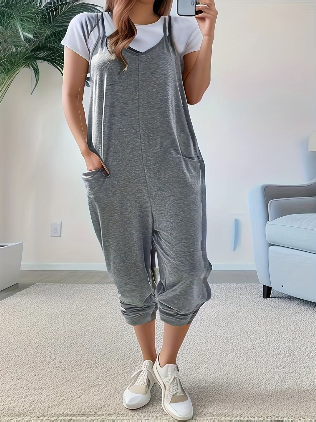 Casual Loose Fit Spaghetti Strap Jumpsuit