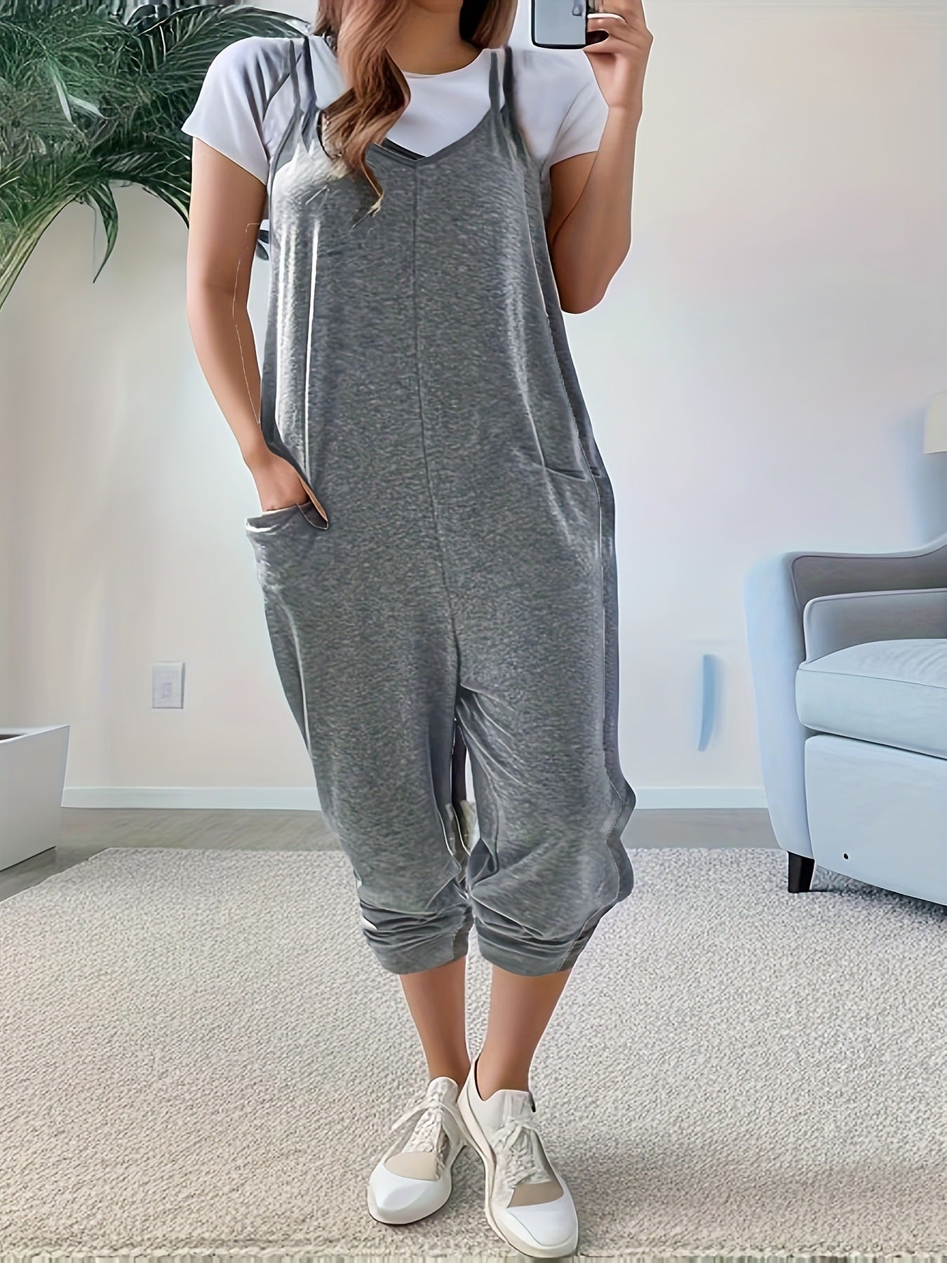 Casual Loose Fit Spaghetti Strap Jumpsuit