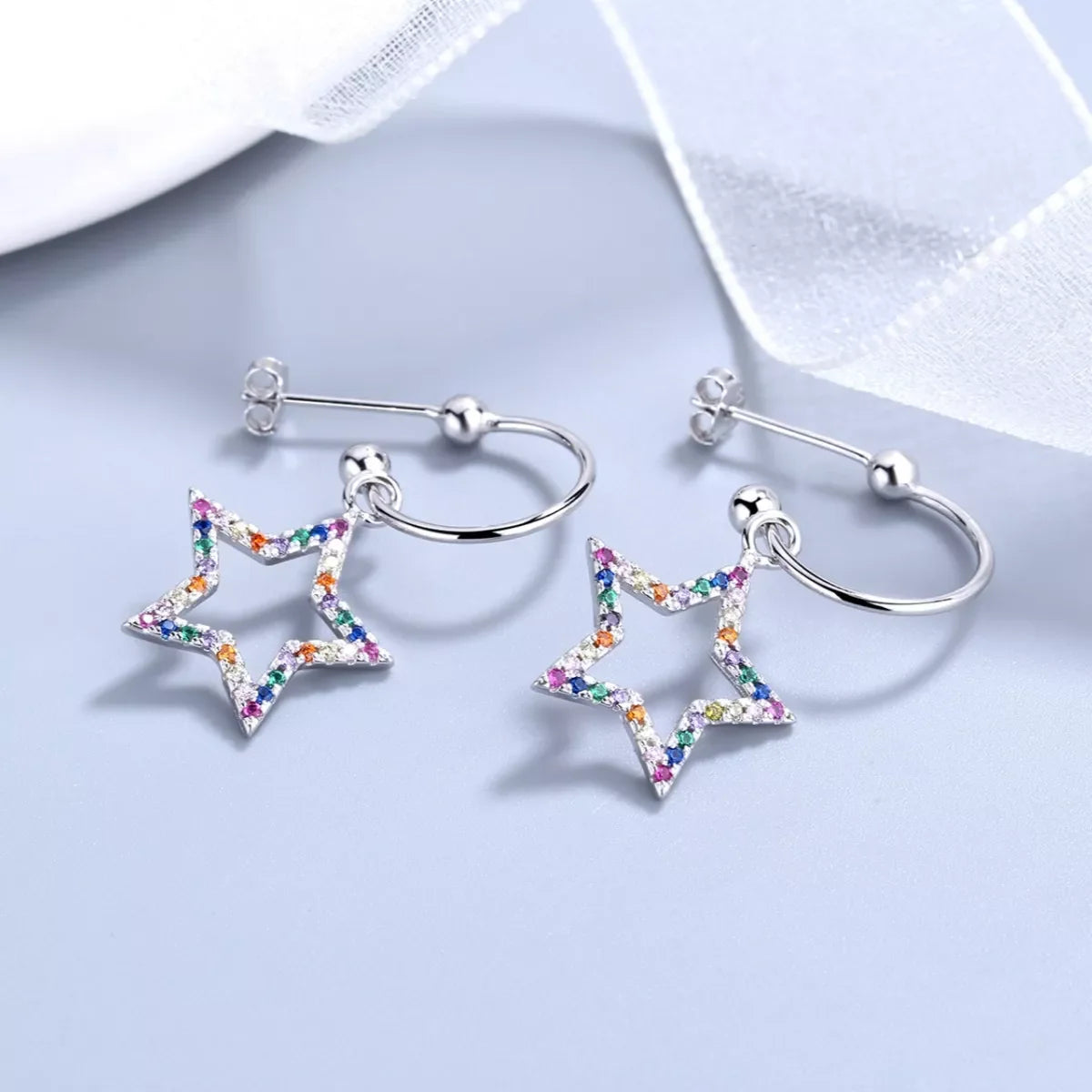 Star C-Hoop Dangle Earrings