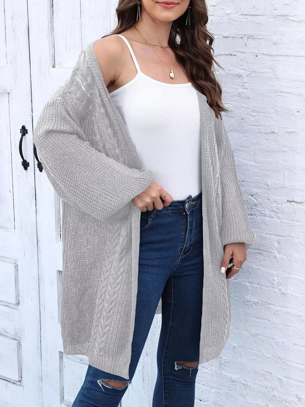 Open Front Long Sleeve Cardigan