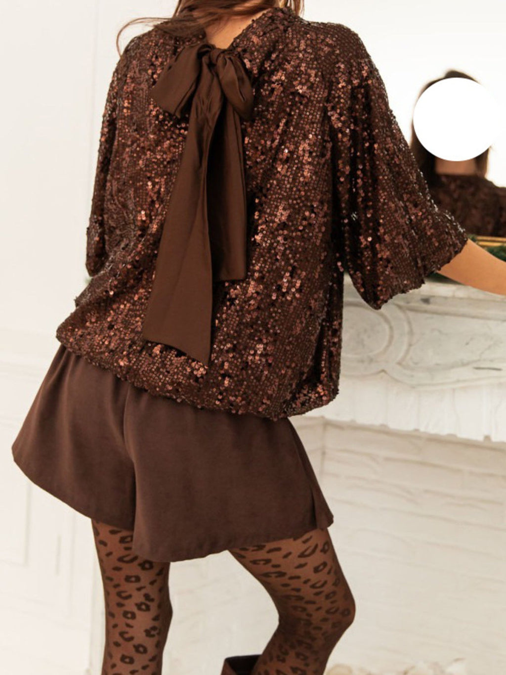 Sequin Embellished Tie-Back Blouse