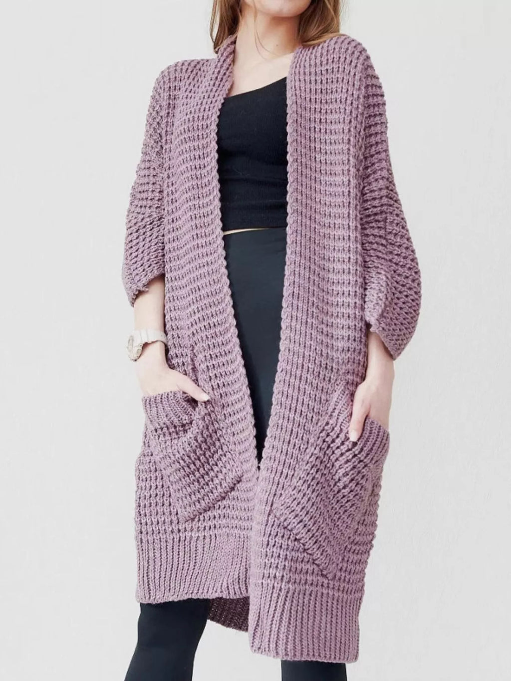 Full Size Chunky Knit Open Front Cardigan Plus Size