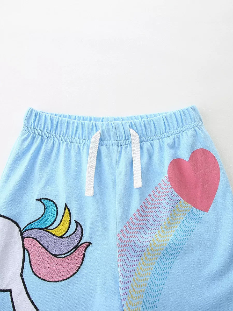 Children's Unicorn Ruffle Trim Top and Shorts Set