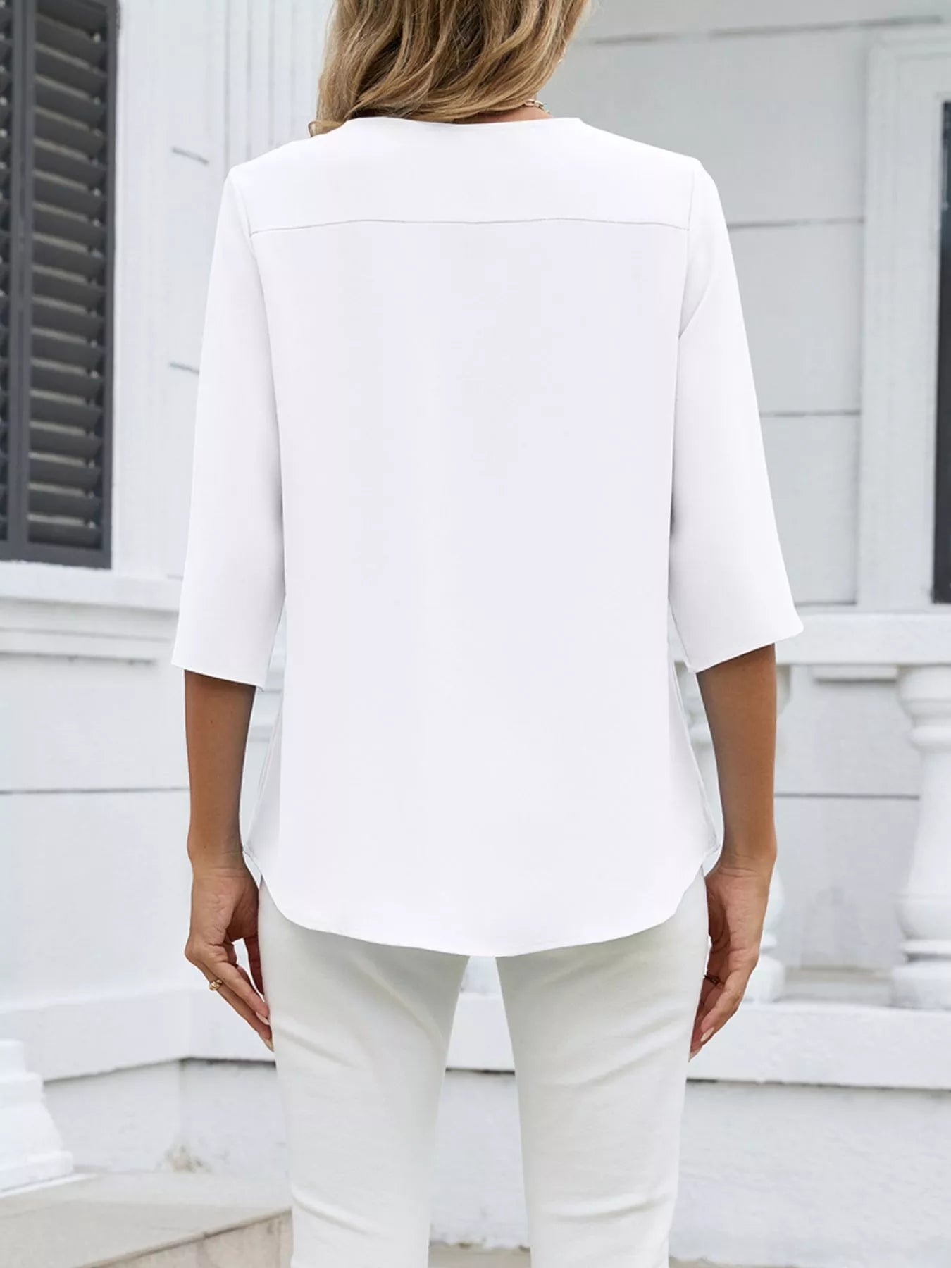 V-Neck 3/4 Sleeve Blouse