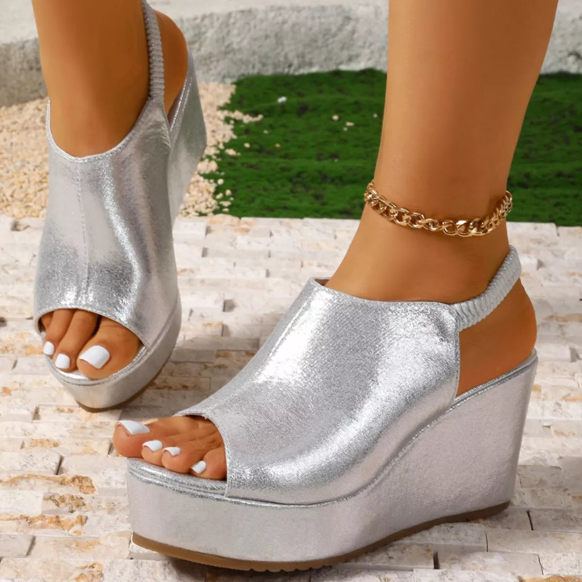 Peep Toe Wedge Sandals