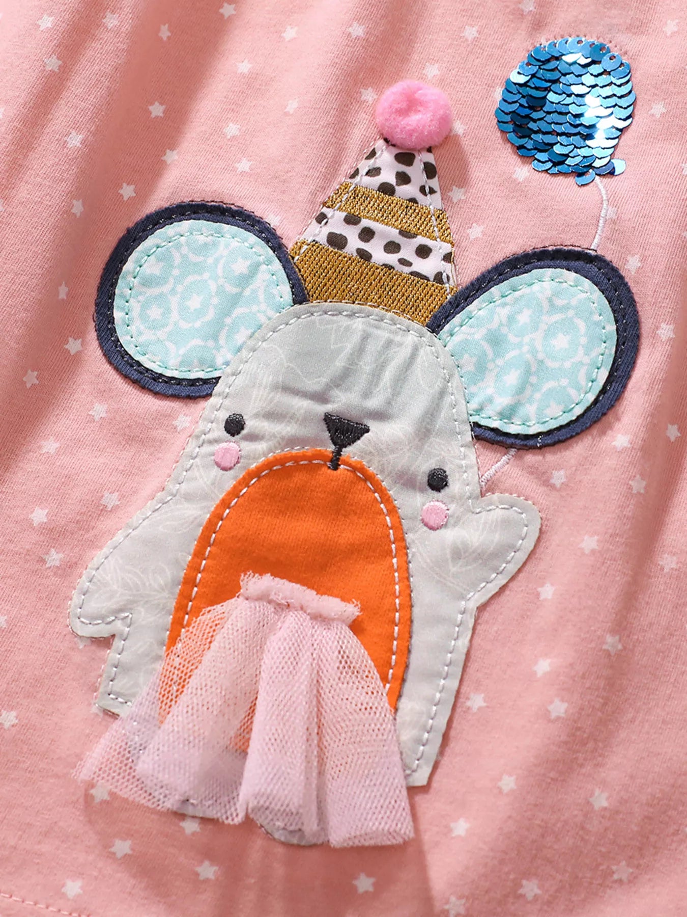Children's Round Neck Cartoon Polka Dot Dress