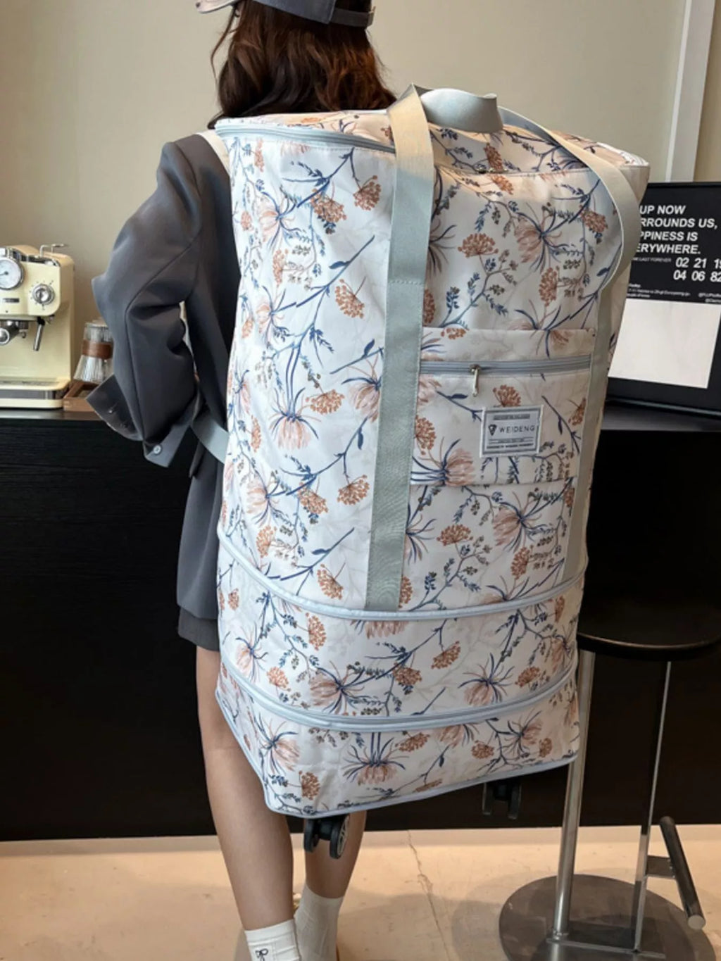 Floral Pattern Rolling Luggage Travel Bag
