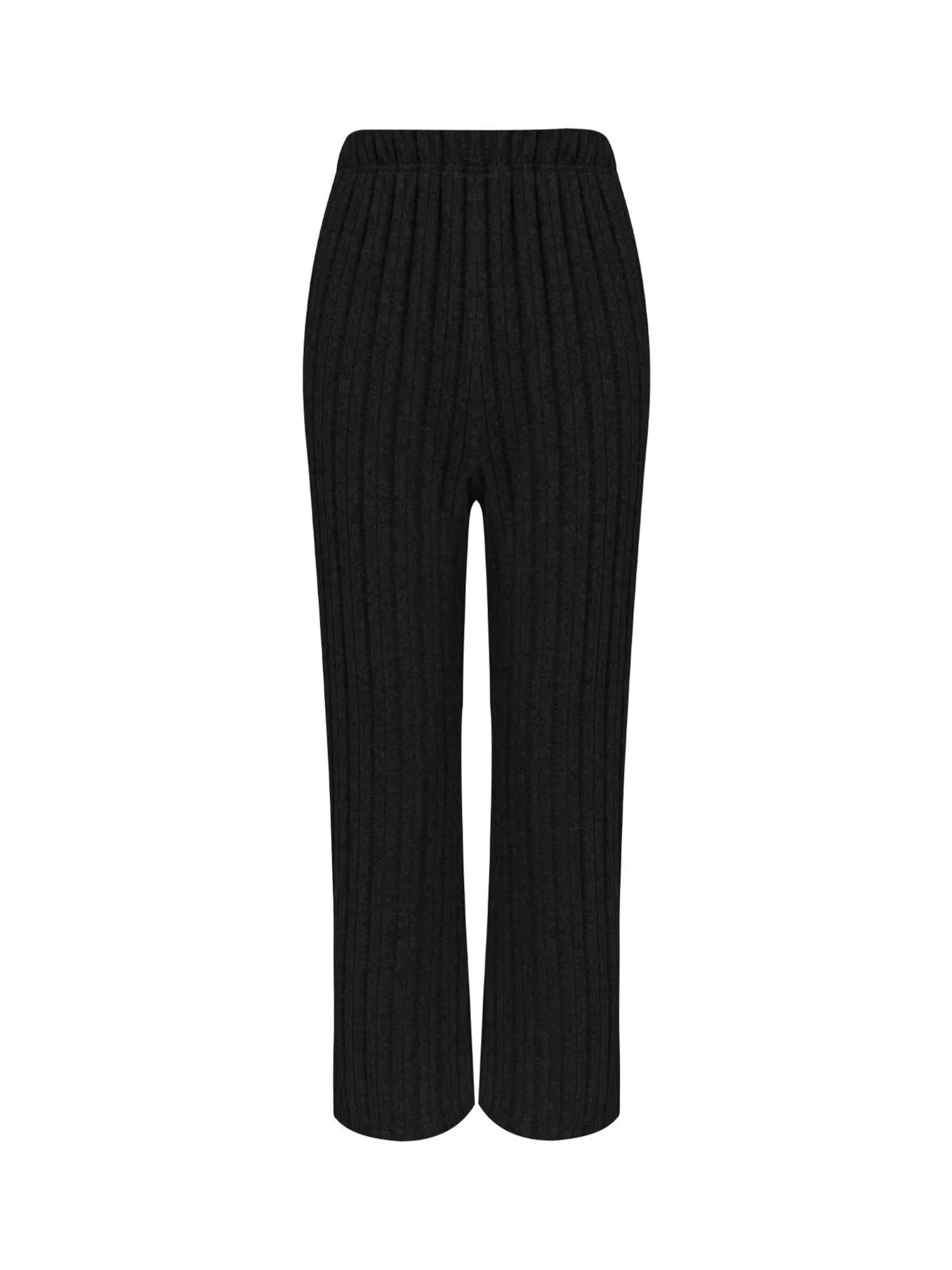Plus Size Ribbed Knit Button-Front Top and Pants Set