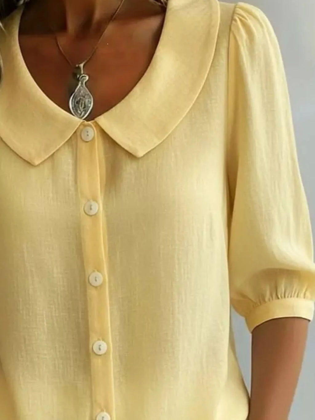 Full Size Peter Pan Collar Button-Down Shirt Plus Size