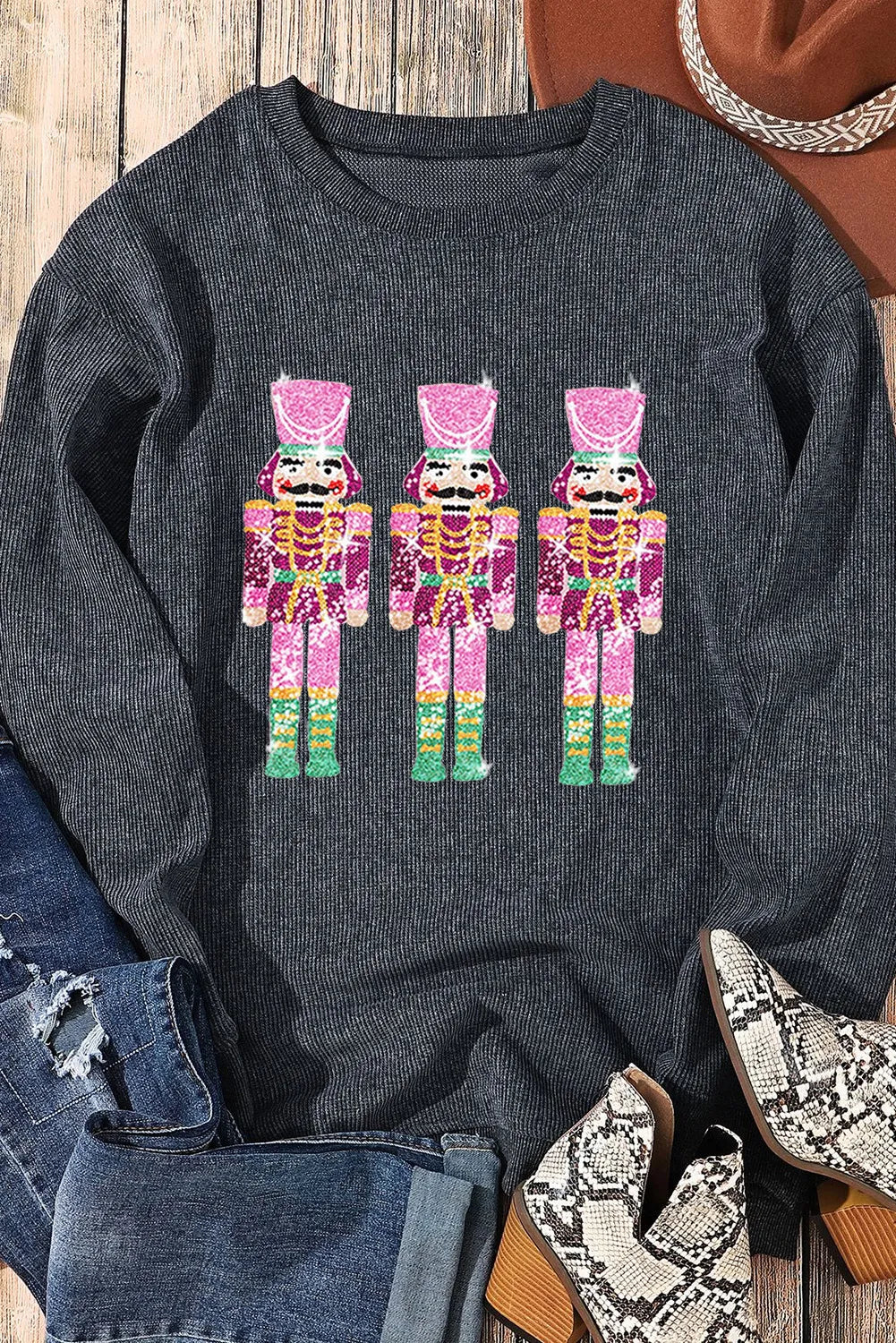Nutcracker Round Neck Long Sleeve Sweatshirt