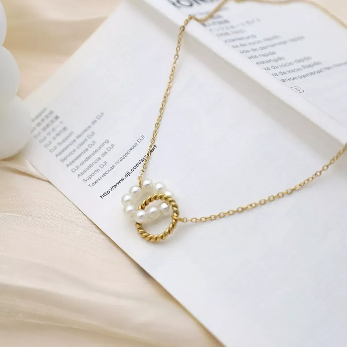 18K Gold-Plated Pearl Twisted Pendant Necklace