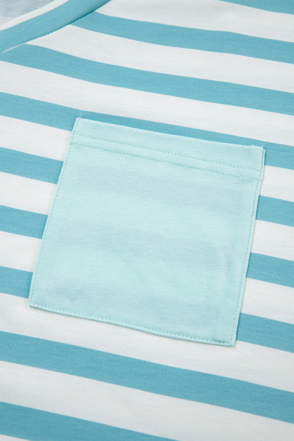Stripe V Neck Patched Pocket Casual T Shirt