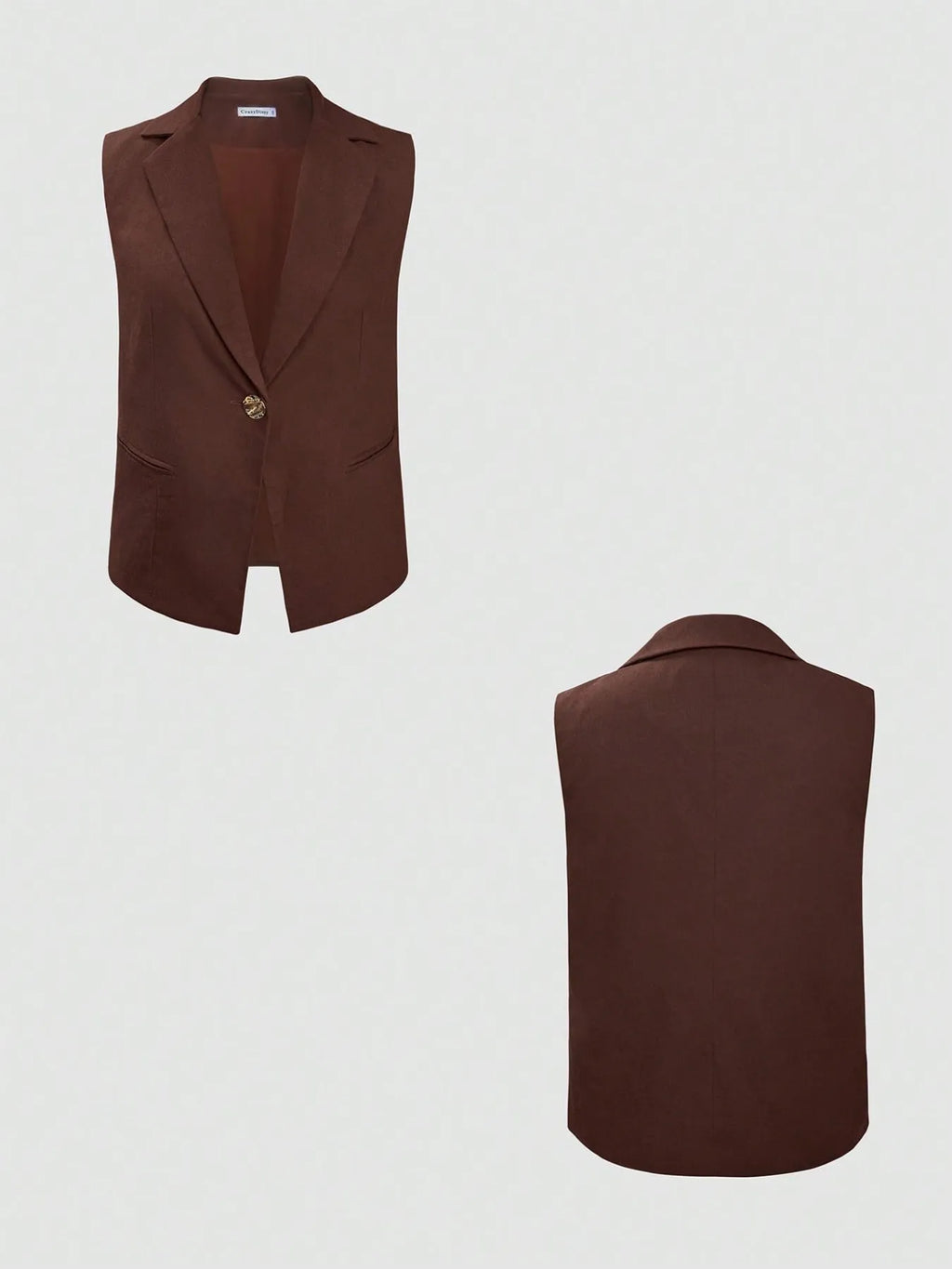 One Button Sleeveless Top and Pants Set