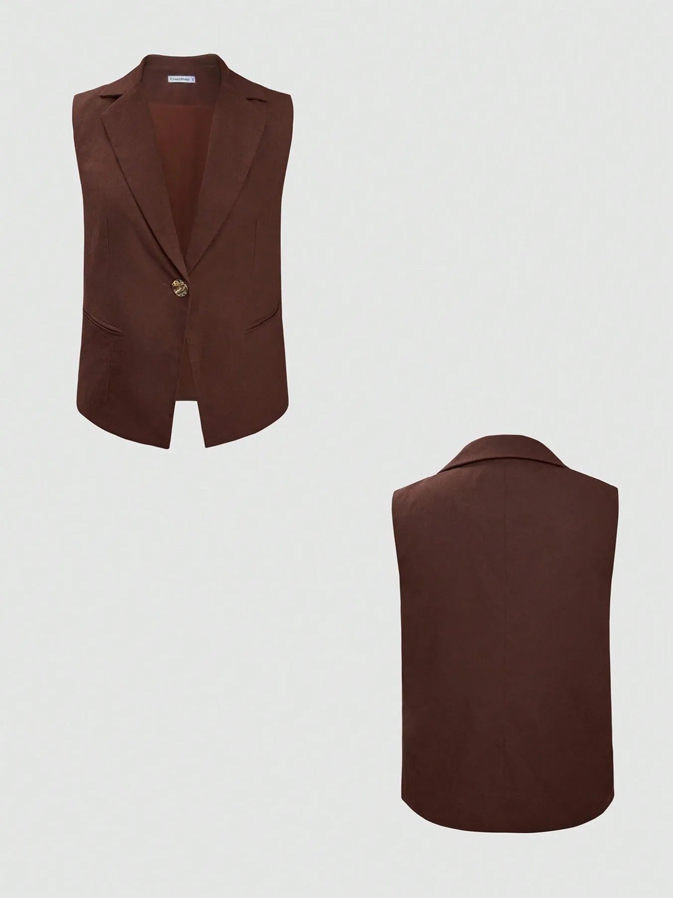 One Button Sleeveless Top and Pants Set