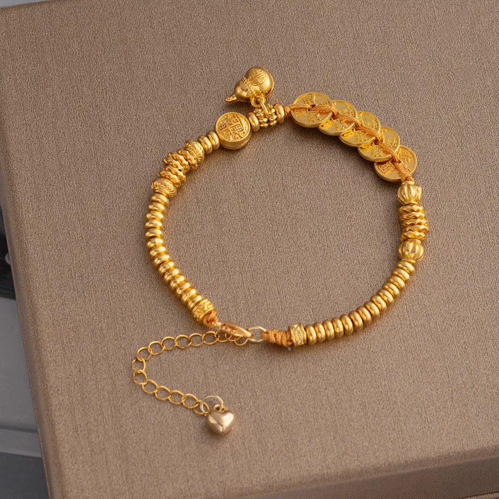 18K Gold-Plated Zinc Alloy Coin Bracelet