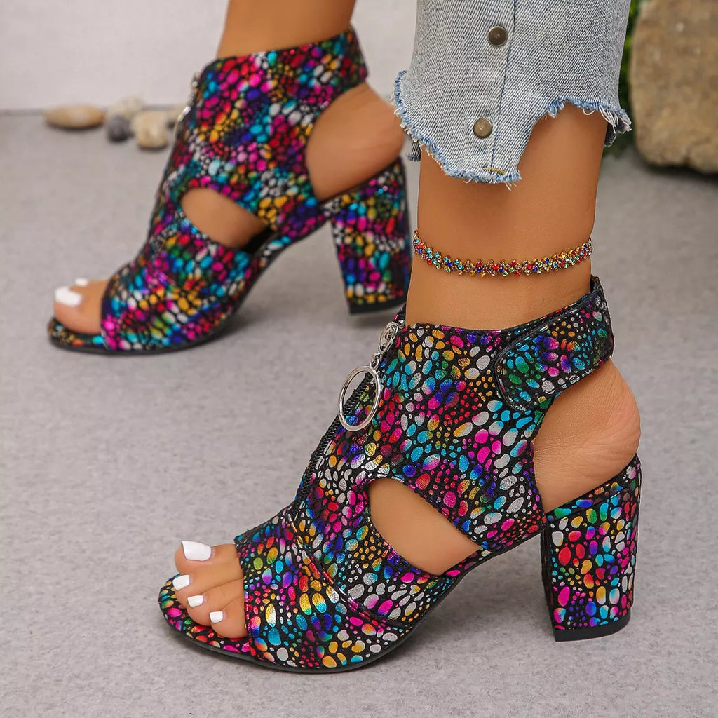 Open Toe Block Heels Sandals