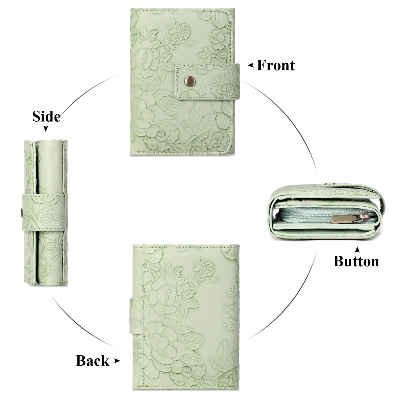Floral Embossed Leather Wallet